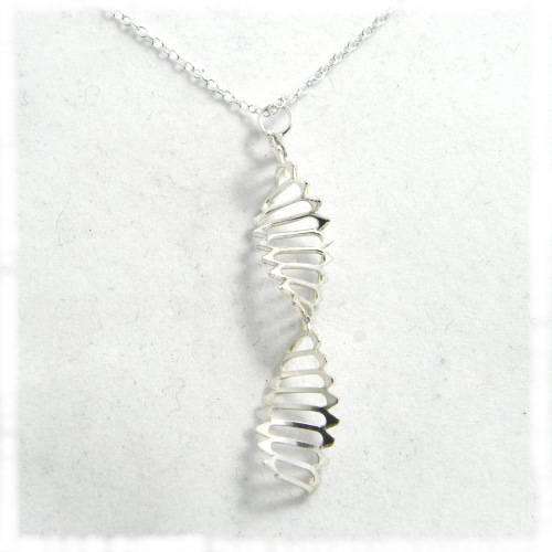 Silver DNA twist pendant